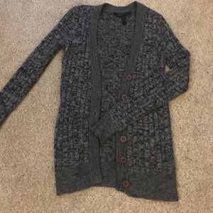ASO Elena Gilbert BCBG gray cardigan sweater